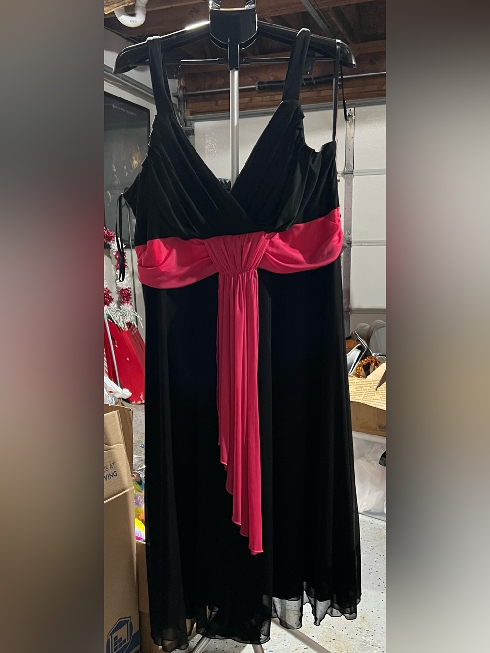 Black Evening Dress with Pink Sash, by Studio 1940 , size 22w